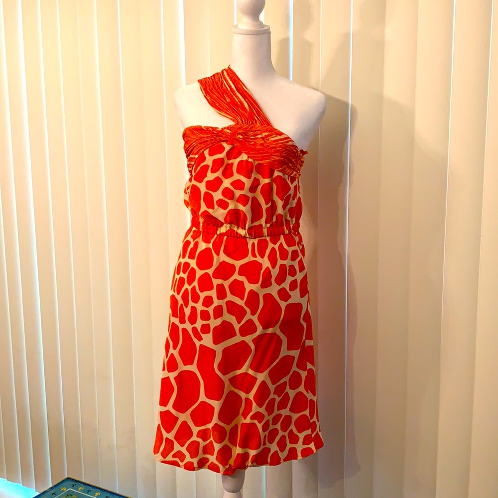 Giraffe print silk sleeveless dress